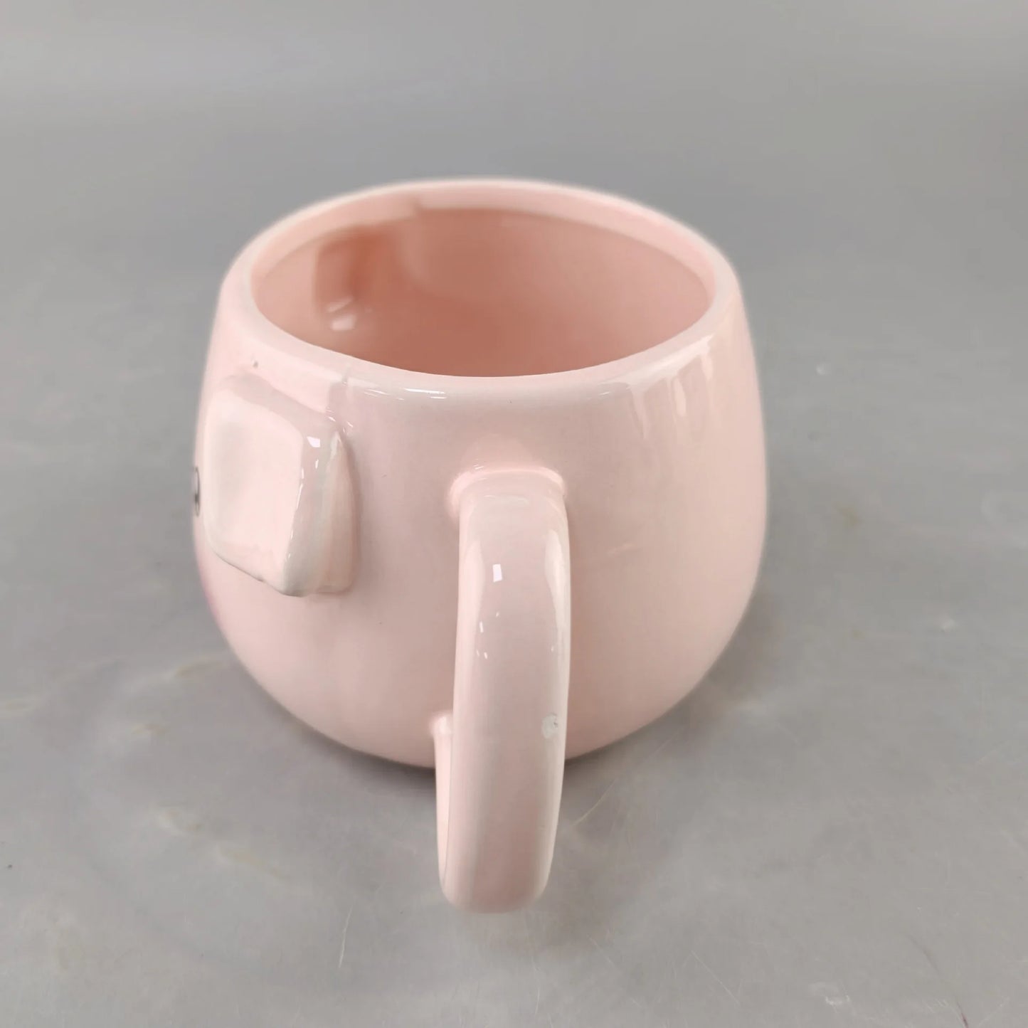 Pink piggy ceramic mug top view interior - 16oz cute animal mug - CoffeePets