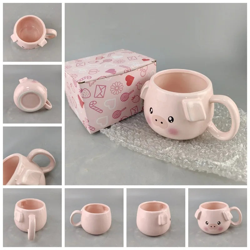 Pink piggy ceramic mug with gift box packaging - unique animal lover gift - CoffeePets